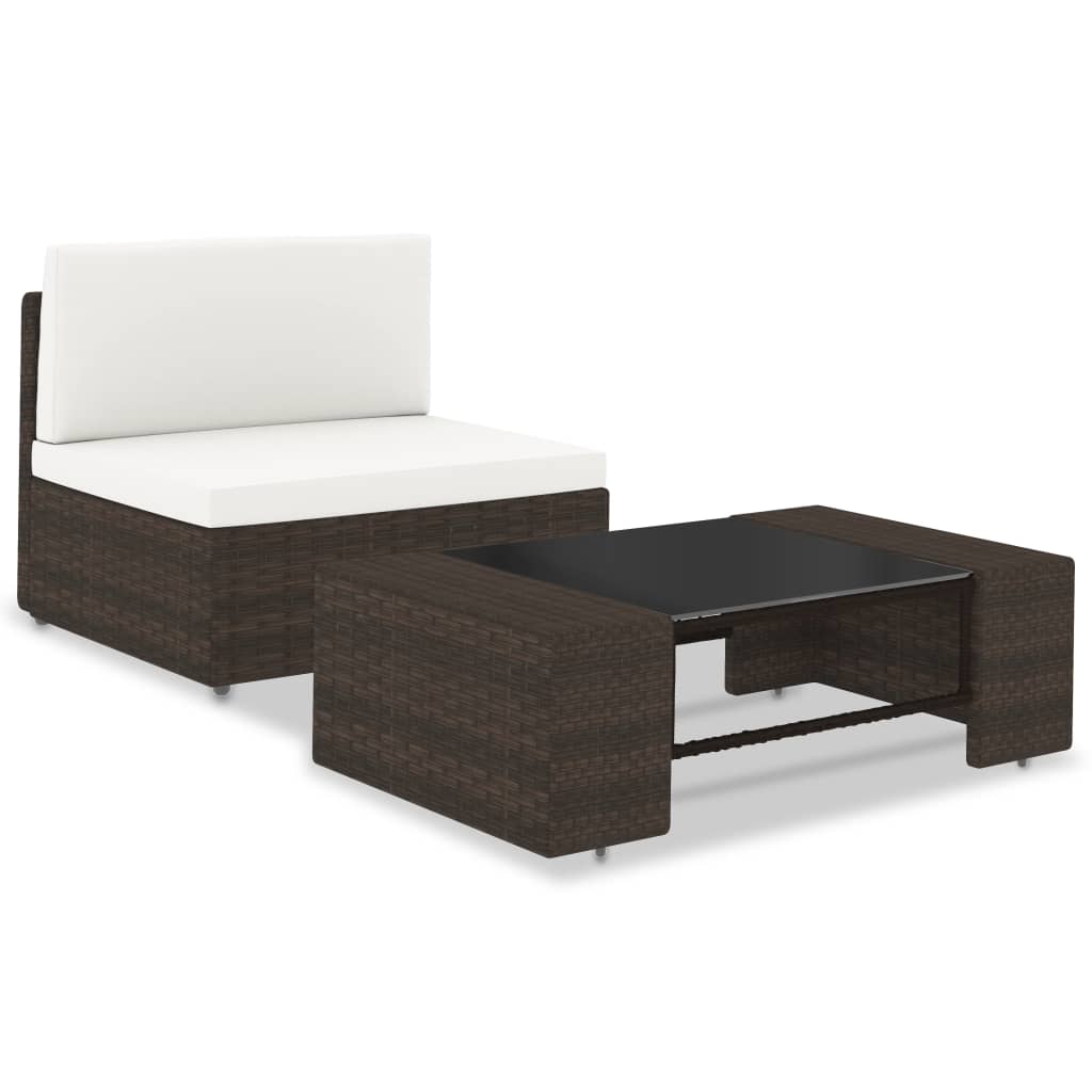 2-delige Loungeset poly rattan bruin is nu te koop bij PeponiXL, paradijselijk wonen!