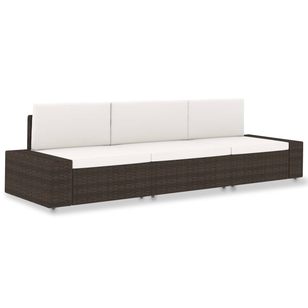 Driezitsbank sectioneel poly rattan bruin is nu te koop bij PeponiXL, paradijselijk wonen!