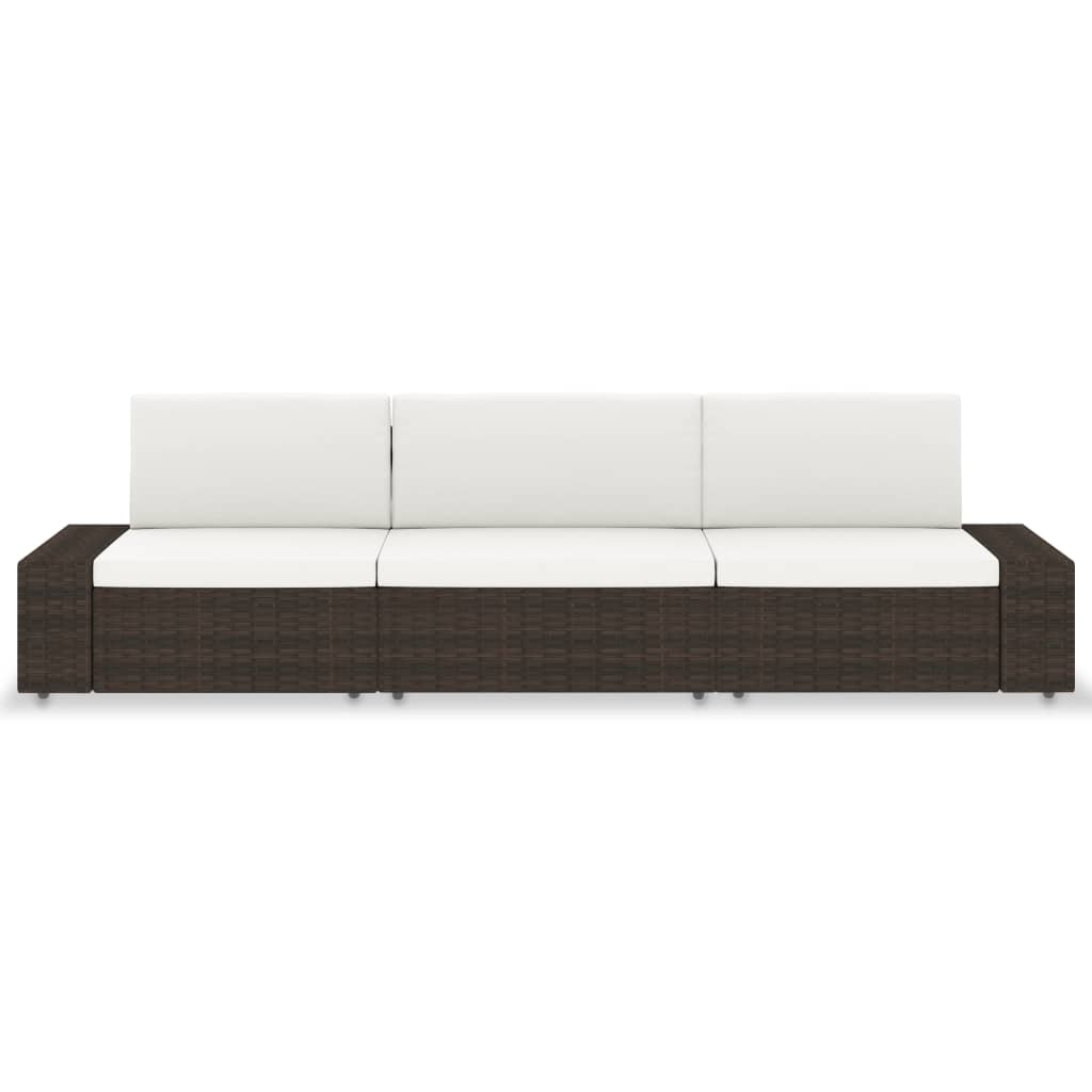 Driezitsbank sectioneel poly rattan bruin is nu te koop bij PeponiXL, paradijselijk wonen!