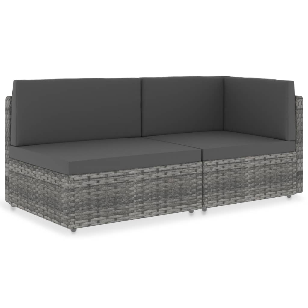 Tweezitsbank sectioneel poly rattan grijs is nu te koop bij PeponiXL, paradijselijk wonen!