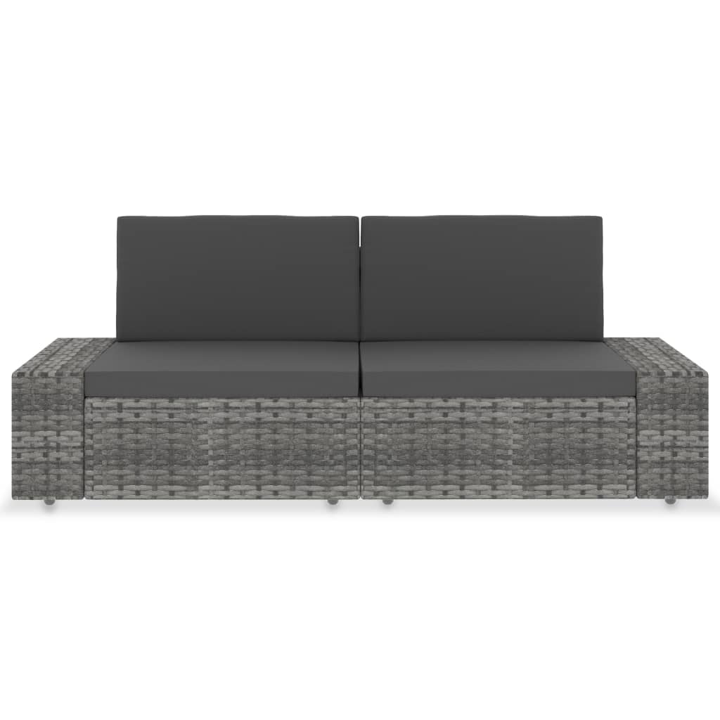 Tweezitsbank sectioneel poly rattan grijs is nu te koop bij PeponiXL, paradijselijk wonen!