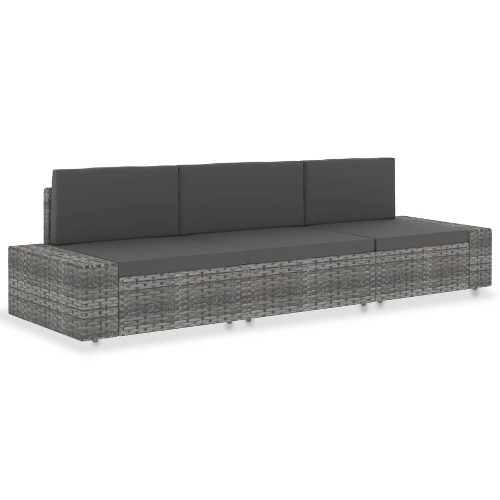 Driezitsbank sectioneel poly rattan grijs is nu te koop bij PeponiXL, paradijselijk wonen!