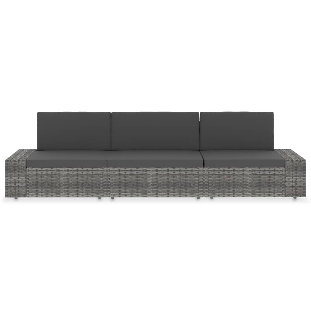 Driezitsbank sectioneel poly rattan grijs is nu te koop bij PeponiXL, paradijselijk wonen!