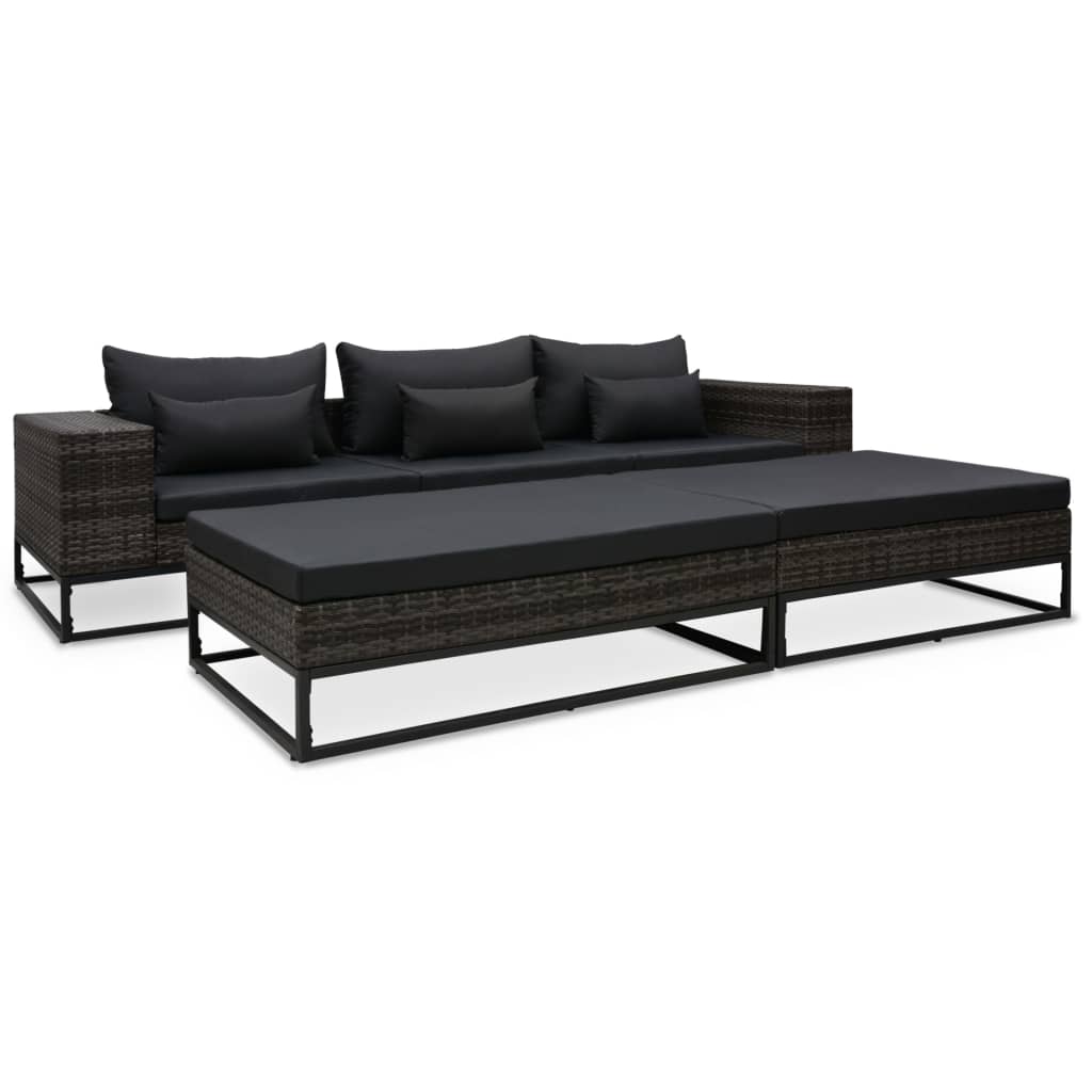 5-delige Loungeset met kussens poly rattan grijs is nu te koop bij PeponiXL, paradijselijk wonen!