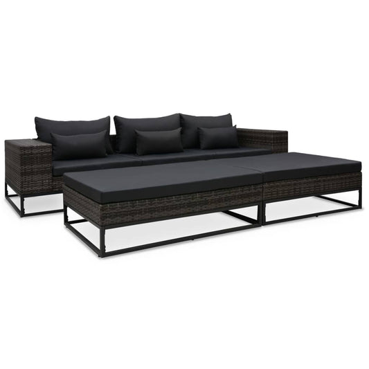 5-delige Loungeset met kussens poly rattan grijs is nu te koop bij PeponiXL, paradijselijk wonen!