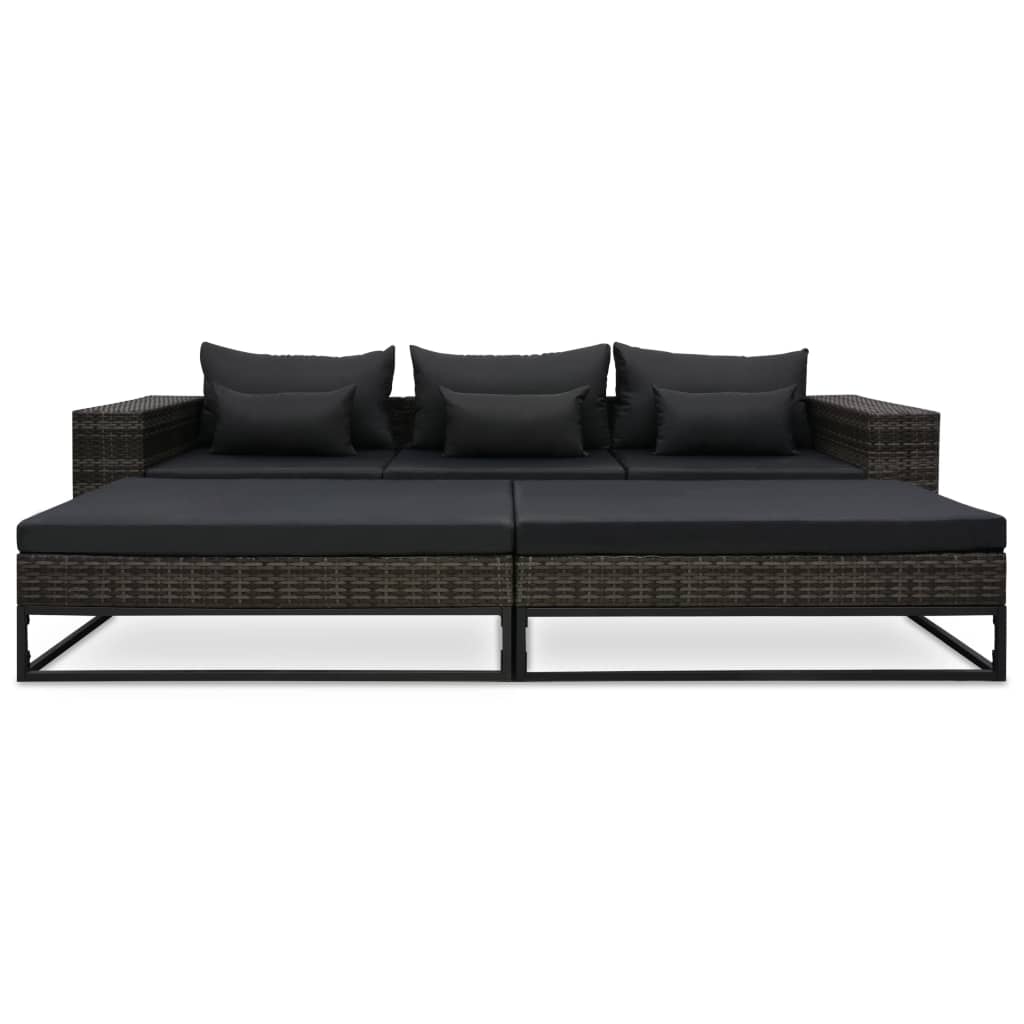 5-delige Loungeset met kussens poly rattan grijs is nu te koop bij PeponiXL, paradijselijk wonen!