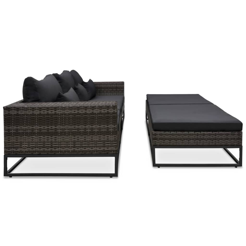 5-delige Loungeset met kussens poly rattan grijs is nu te koop bij PeponiXL, paradijselijk wonen!