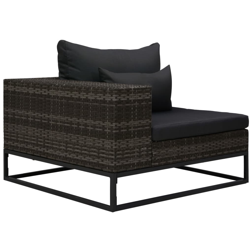 5-delige Loungeset met kussens poly rattan grijs is nu te koop bij PeponiXL, paradijselijk wonen!