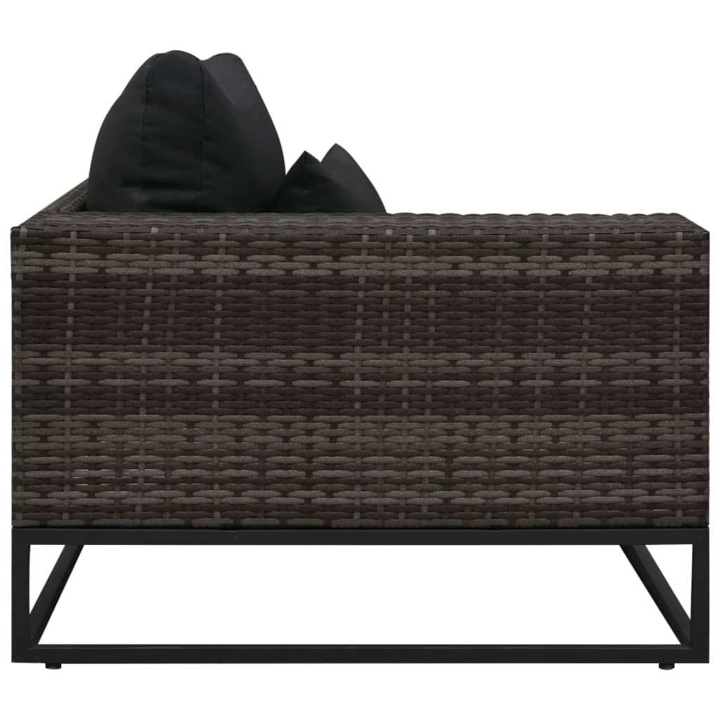 5-delige Loungeset met kussens poly rattan grijs is nu te koop bij PeponiXL, paradijselijk wonen!