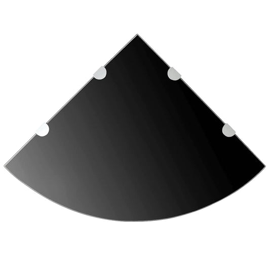Hoekschappen 2 st met chromen dragers 45x45 cm glas zwart is nu te koop bij PeponiXL, paradijselijk wonen!