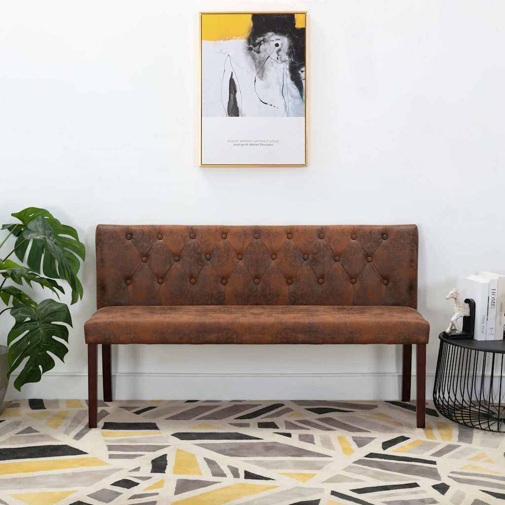Bankje 148,5 cm kunstsuède bruin is nu te koop bij PeponiXL, paradijselijk wonen!