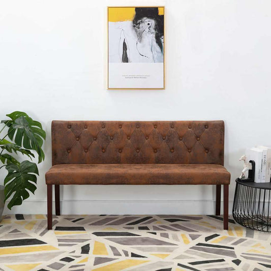 Bankje 148,5 cm kunstsuède bruin is nu te koop bij PeponiXL, paradijselijk wonen!