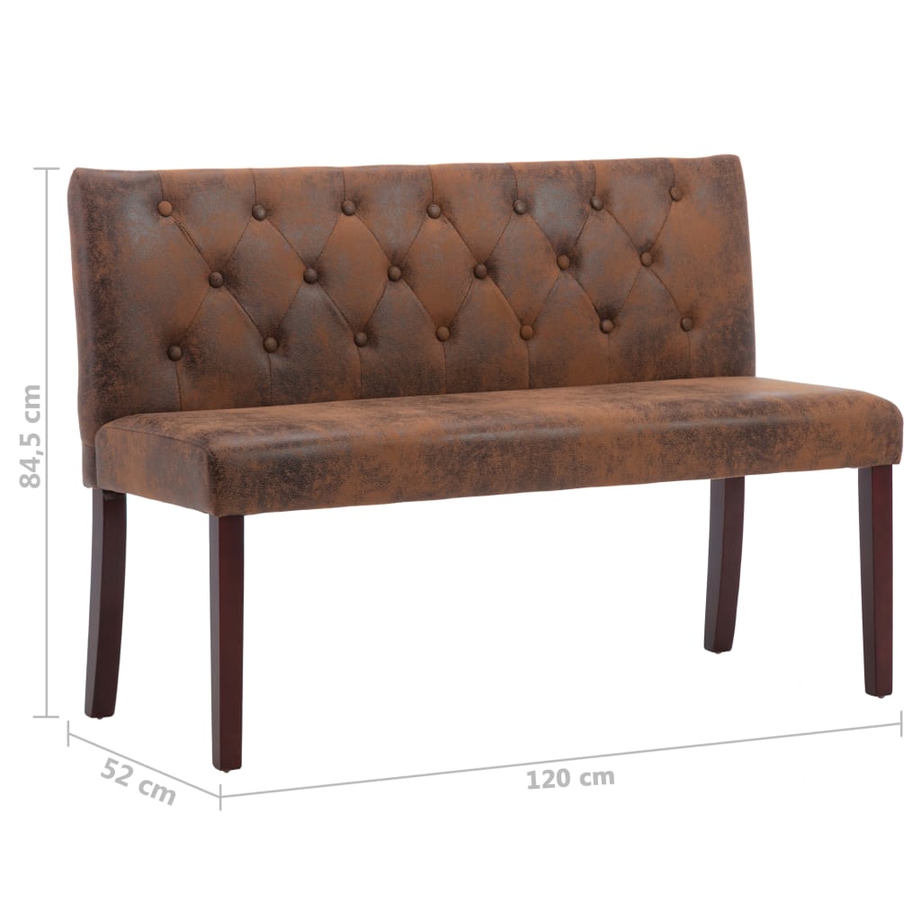 Bankje 120 cm kunstsuède bruin is nu te koop bij PeponiXL, paradijselijk wonen!