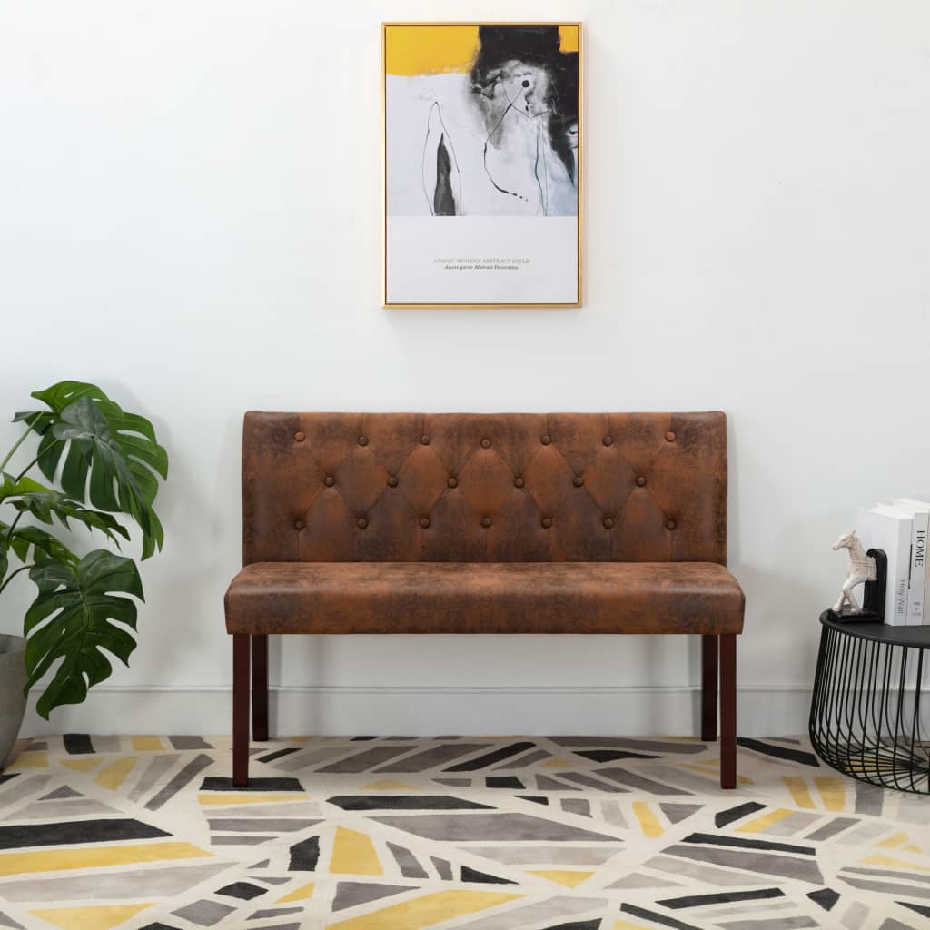 Bankje 120 cm kunstsuède bruin is nu te koop bij PeponiXL, paradijselijk wonen!