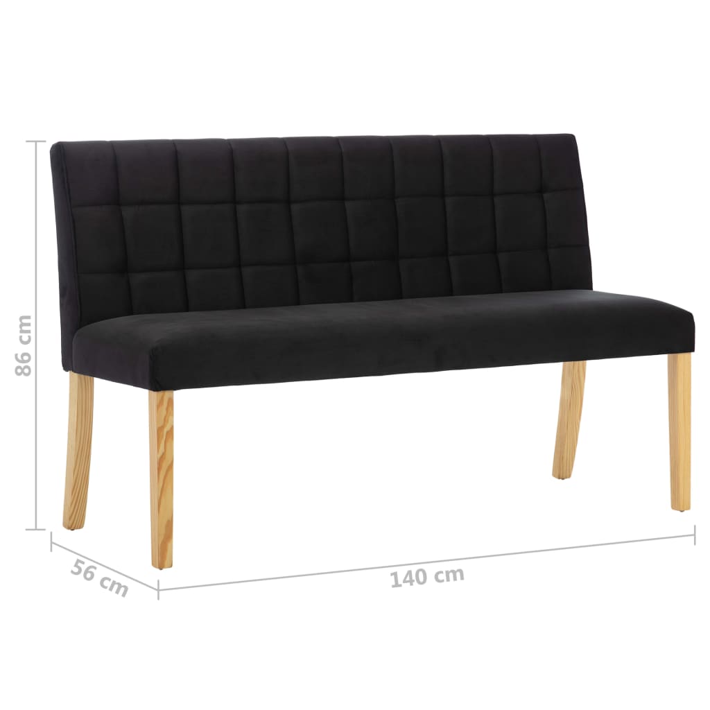 Bankje 140 cm fluweel zwart is nu te koop bij PeponiXL, paradijselijk wonen!