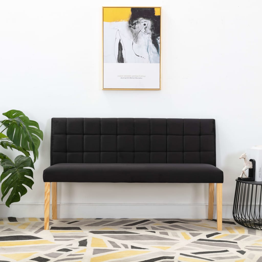 Bankje 140 cm fluweel zwart is nu te koop bij PeponiXL, paradijselijk wonen!