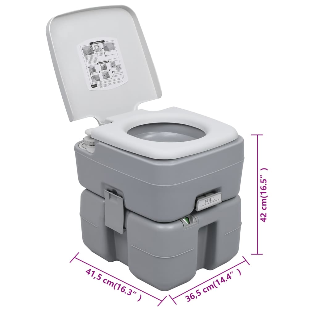 Kampeertoilet draagbaar 20 + 10 L grijs is nu te koop bij PeponiXL, paradijselijk wonen!