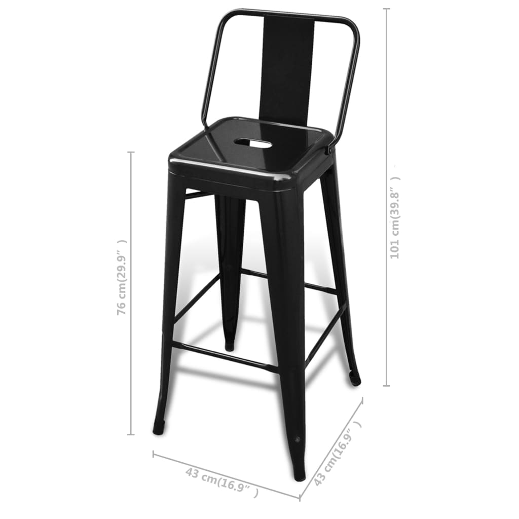 Barkrukken 4 st staal zwart is nu te koop bij PeponiXL, paradijselijk wonen!