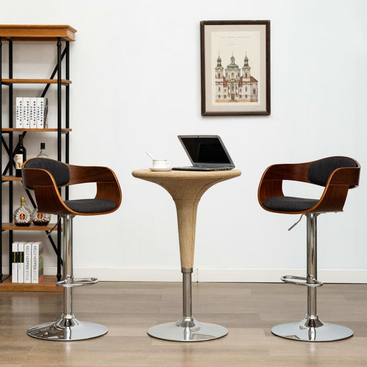 Barstoelen 2 st gebogen hout en stof grijs is nu te koop bij PeponiXL, paradijselijk wonen!