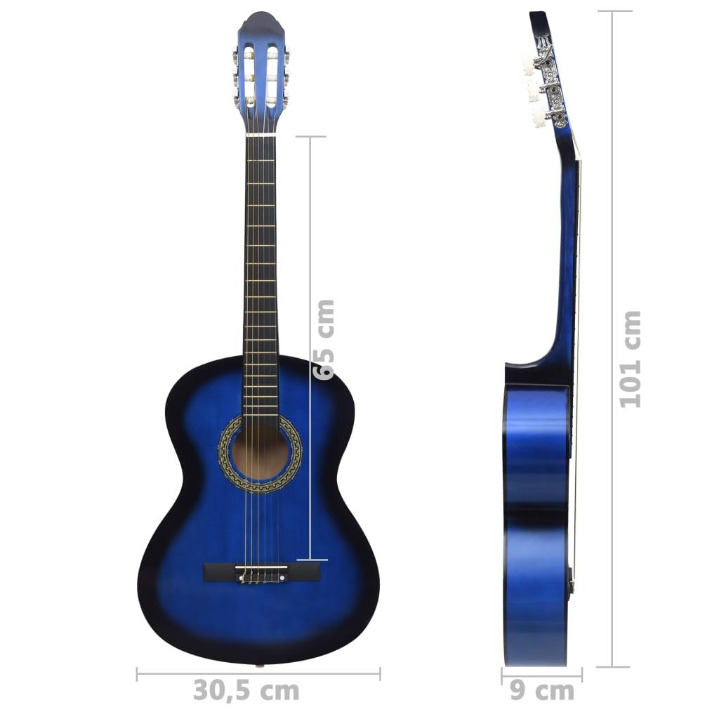 Gitaar klassiek beginner 4/4 39" lindenhout blauw is nu te koop bij PeponiXL, paradijselijk wonen!