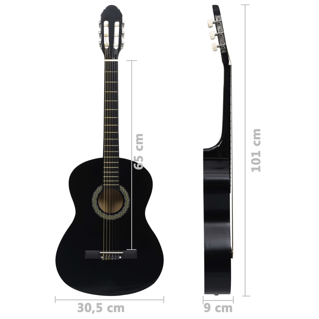 Gitaar klassiek beginner 4/4 39" lindenhout zwart is nu te koop bij PeponiXL, paradijselijk wonen!