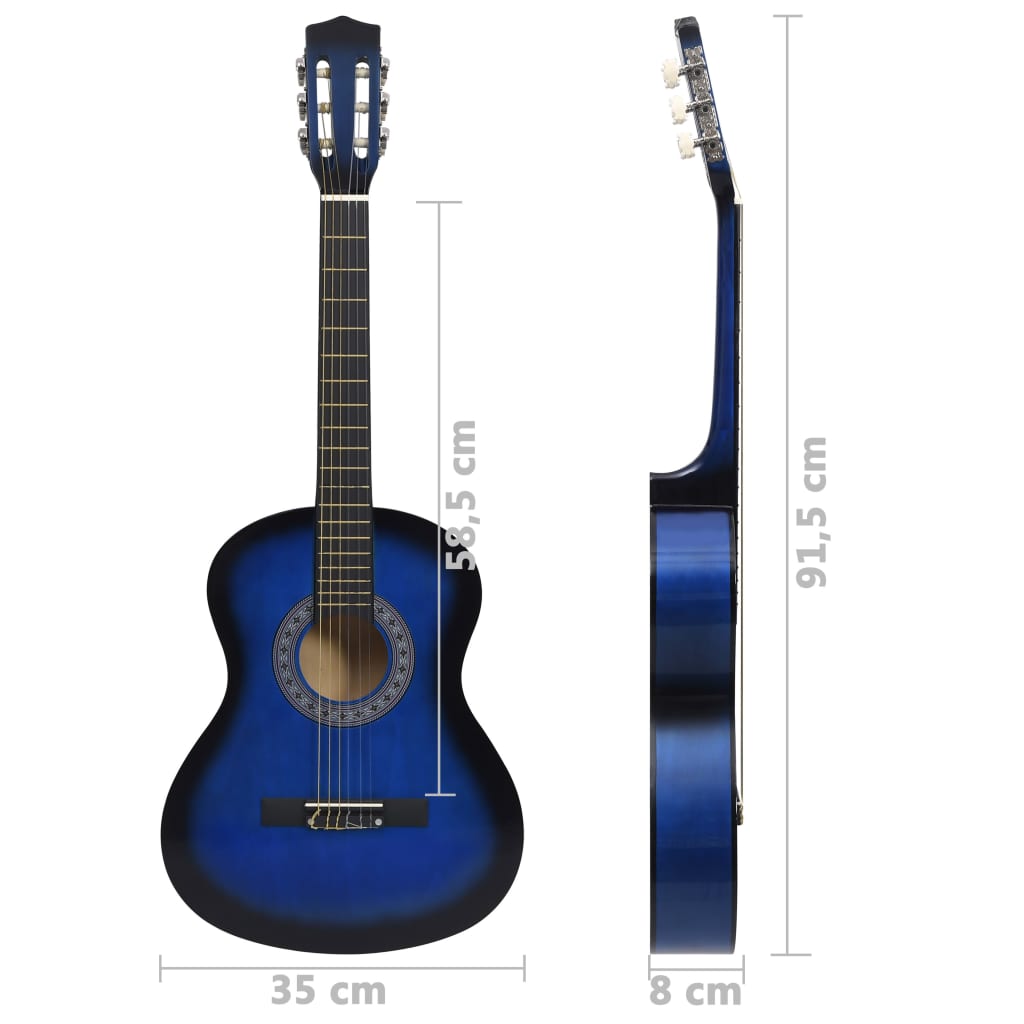 8-delige Gitaarset klassiek beginner 3/4 36" blauw is nu te koop bij PeponiXL, paradijselijk wonen!
