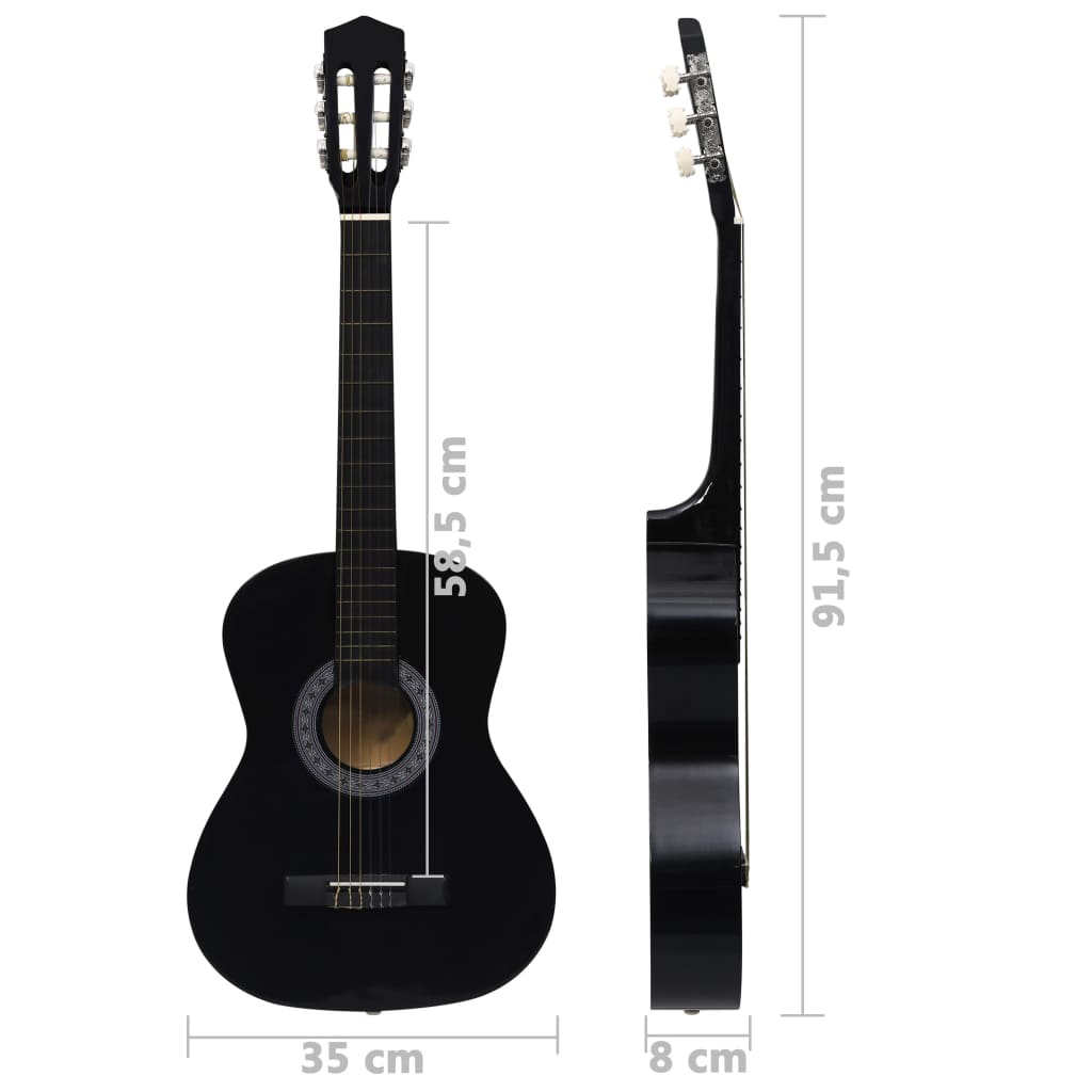 Gitaar klassiek beginner en kinderen 3/4 36" zwart is nu te koop bij PeponiXL, paradijselijk wonen!