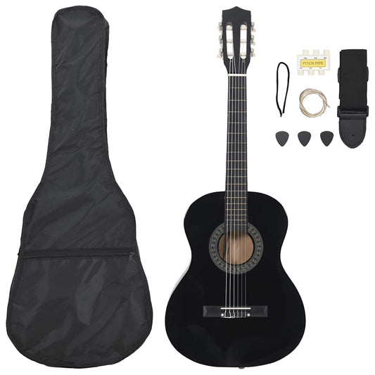 8-delige Gitaarset klassiek beginner 3/4 36" zwart is nu te koop bij PeponiXL, paradijselijk wonen!