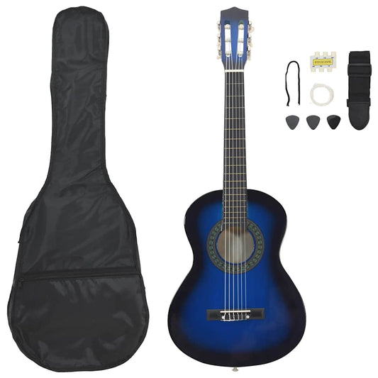 8-delige Gitaarset klassiek beginner 1/2 34" blauw is nu te koop bij PeponiXL, paradijselijk wonen!