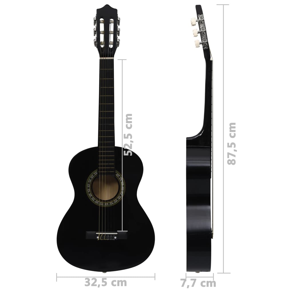 Gitaar klassiek beginner en kinderen 1/2 34" zwart is nu te koop bij PeponiXL, paradijselijk wonen!