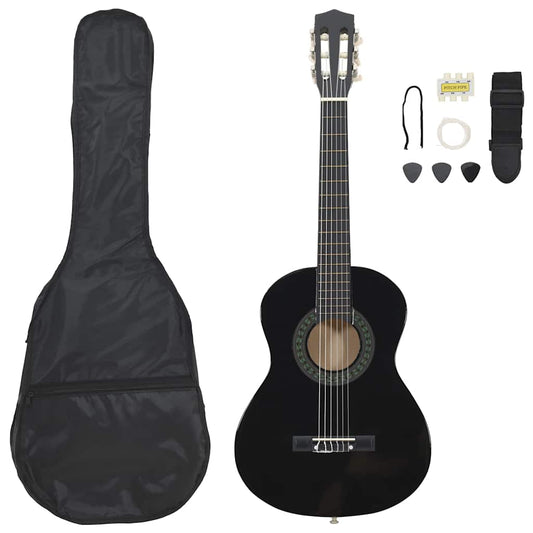 8-delige Gitaarset klassiek beginner 1/2 34" zwart is nu te koop bij PeponiXL, paradijselijk wonen!