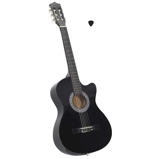Gitaar cutaway met 6 snaren western klassiek 38" zwart is nu te koop bij PeponiXL, paradijselijk wonen!