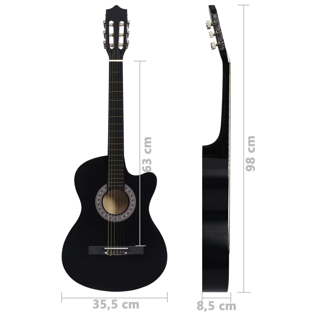 Gitaar cutaway met 6 snaren western klassiek 38" zwart is nu te koop bij PeponiXL, paradijselijk wonen!