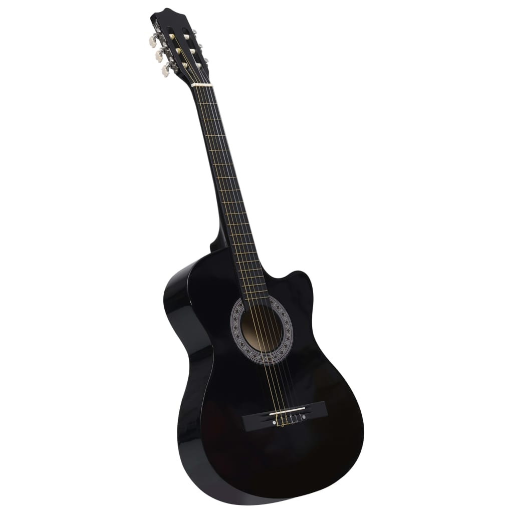 12-delige Gitaarset met 6 snaren western klassiek 38" zwart is nu te koop bij PeponiXL, paradijselijk wonen!