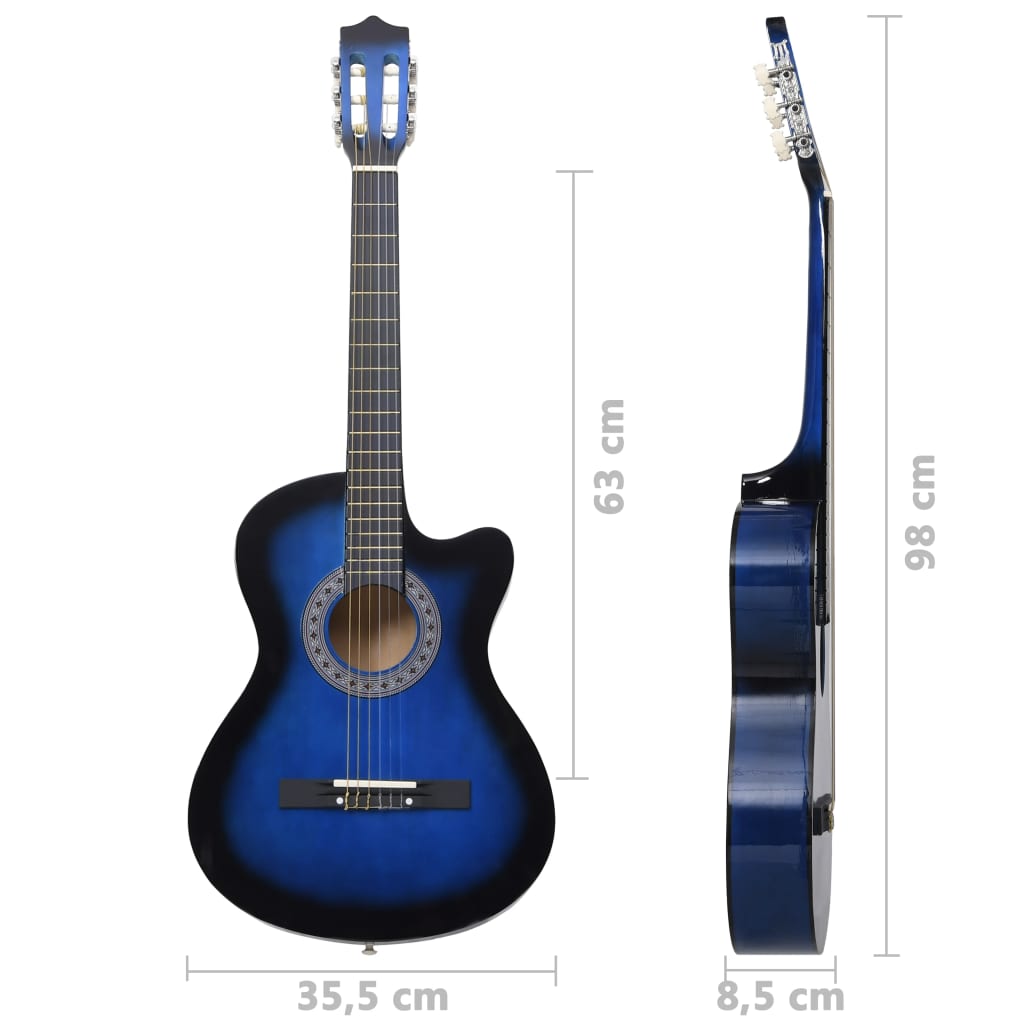Gitaar cutaway met 6 snaren western klassiek 38" getint blauw is nu te koop bij PeponiXL, paradijselijk wonen!