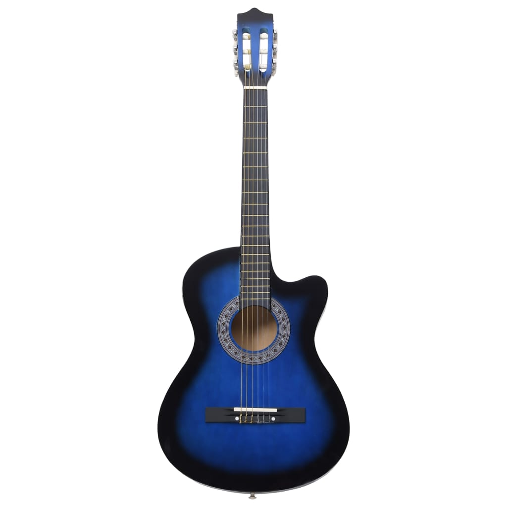 12-delige Gitaarset met 6 snaren western klassiek 38" blauw is nu te koop bij PeponiXL, paradijselijk wonen!