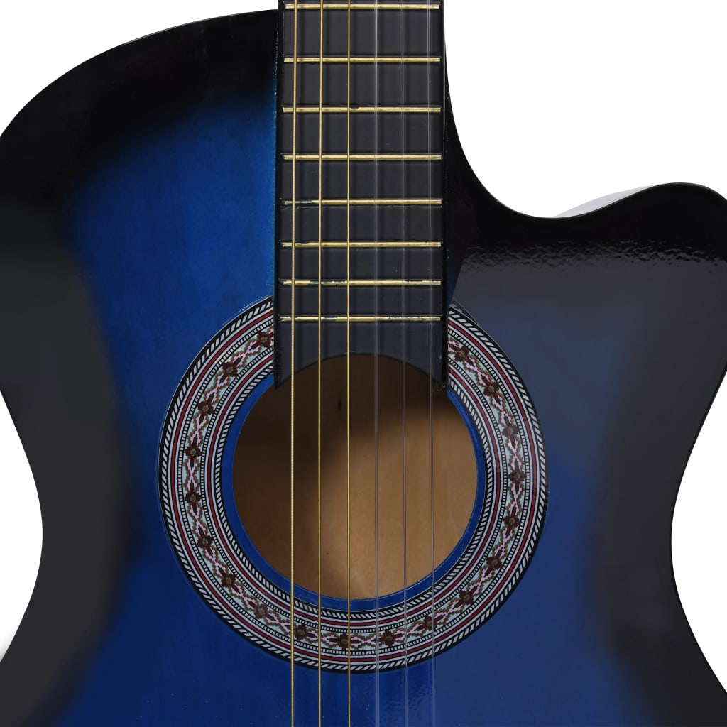 12-delige Gitaarset met 6 snaren western klassiek 38" blauw is nu te koop bij PeponiXL, paradijselijk wonen!