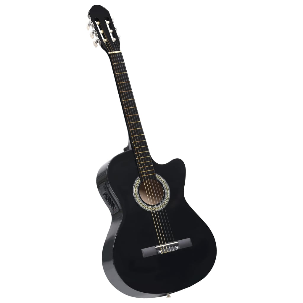 Gitaar cutaway met equalizer 6 snaren western klassiek zwart is nu te koop bij PeponiXL, paradijselijk wonen!
