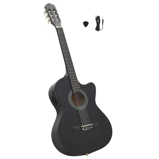 Gitaar cutaway met equalizer 6 snaren western klassiek zwart is nu te koop bij PeponiXL, paradijselijk wonen!