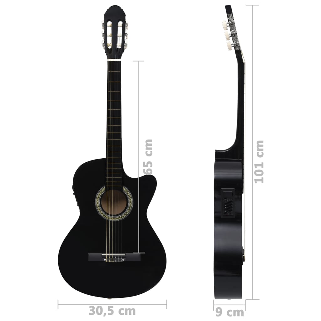 Gitaar cutaway met equalizer 6 snaren western klassiek zwart is nu te koop bij PeponiXL, paradijselijk wonen!