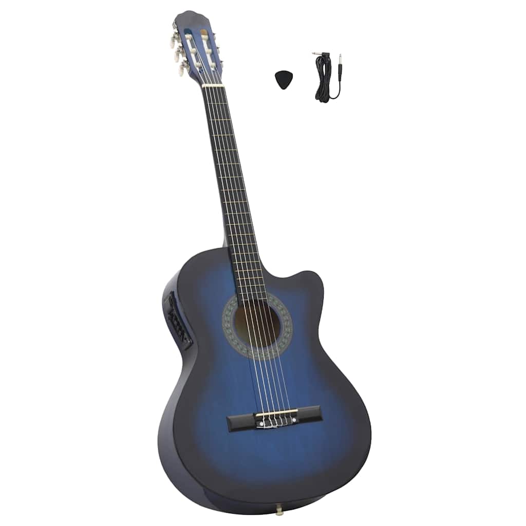 Gitaar cutaway met equalizer 6 snaren western klassiek blauw is nu te koop bij PeponiXL, paradijselijk wonen!
