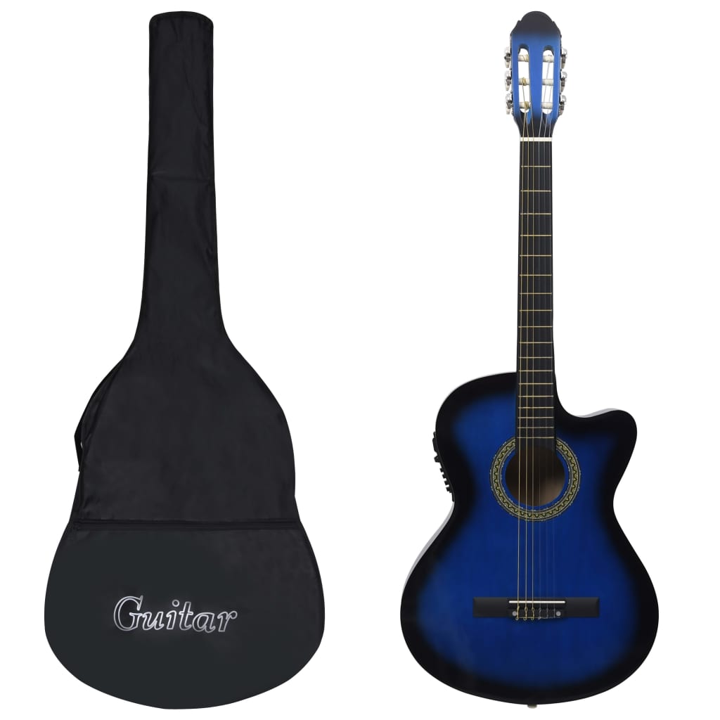12-delige Gitaarset met equalizer en 6 snaren western blauw is nu te koop bij PeponiXL, paradijselijk wonen!