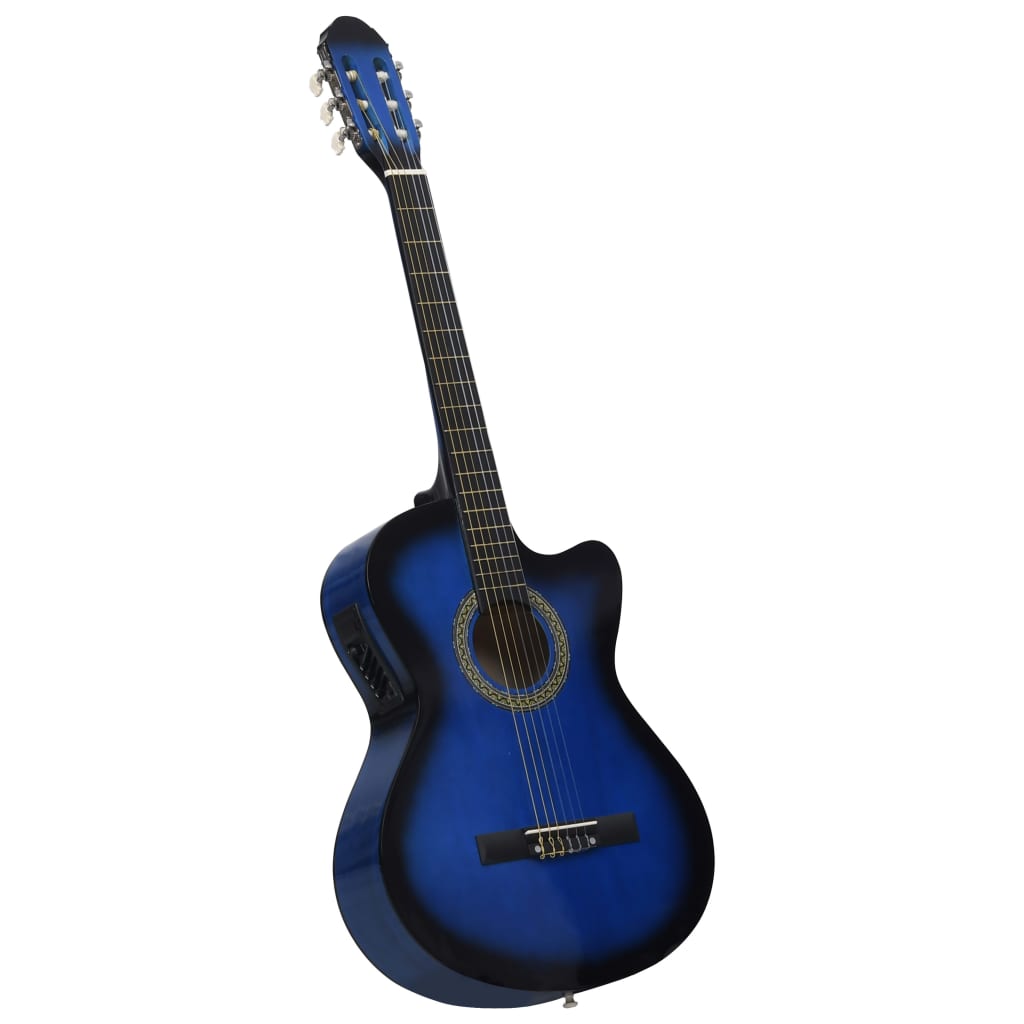 12-delige Gitaarset met equalizer en 6 snaren western blauw is nu te koop bij PeponiXL, paradijselijk wonen!