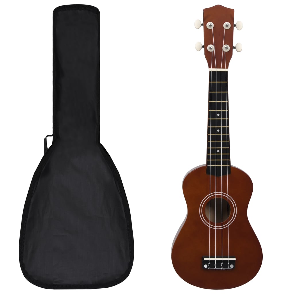 Ukuleleset met tas voor kinderen sopraan 21'' donkerhoutkleurig is nu te koop bij PeponiXL, paradijselijk wonen!