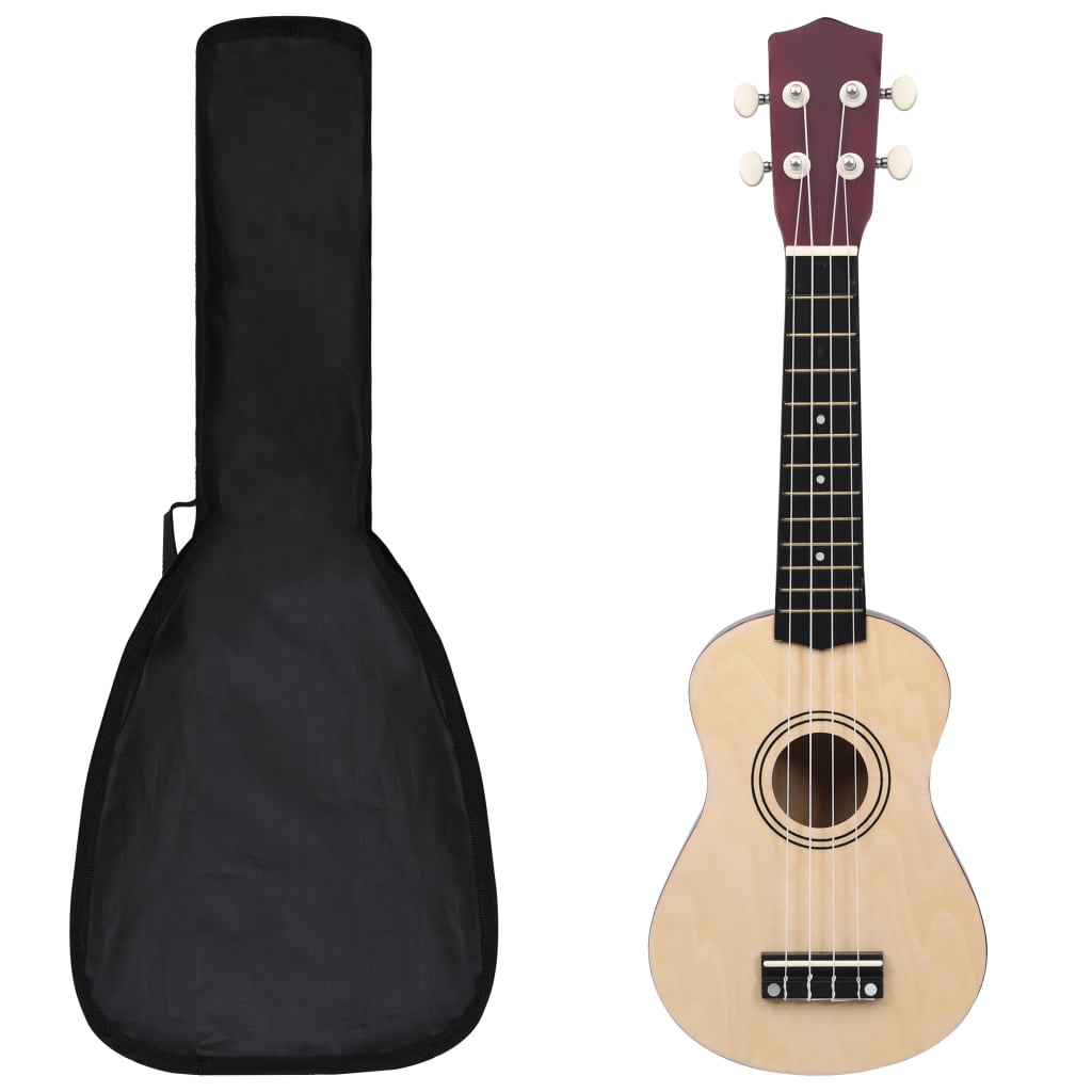 Ukuleleset met tas voor kinderen sopraan 21'' lichthoutkleurig is nu te koop bij PeponiXL, paradijselijk wonen!