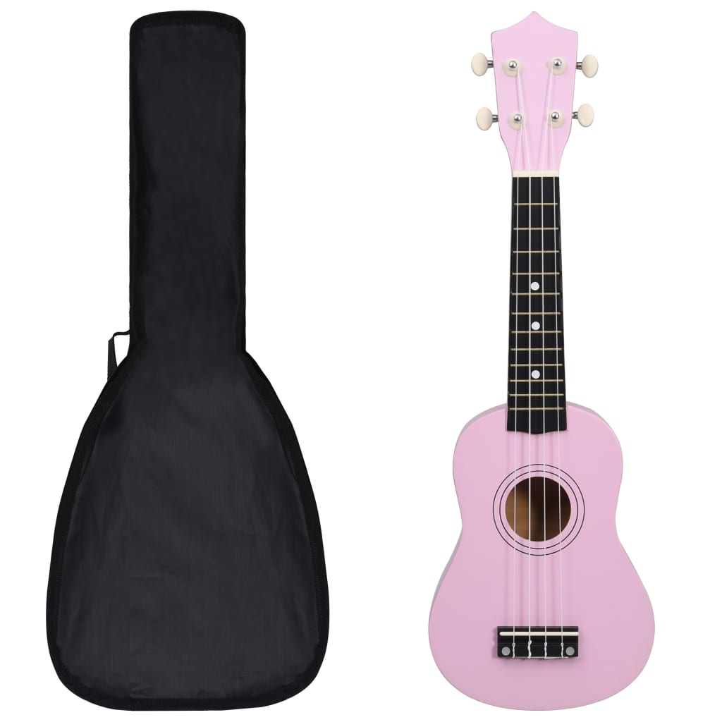 Ukuleleset met tas voor kinderen sopraan 21'' roze is nu te koop bij PeponiXL, paradijselijk wonen!