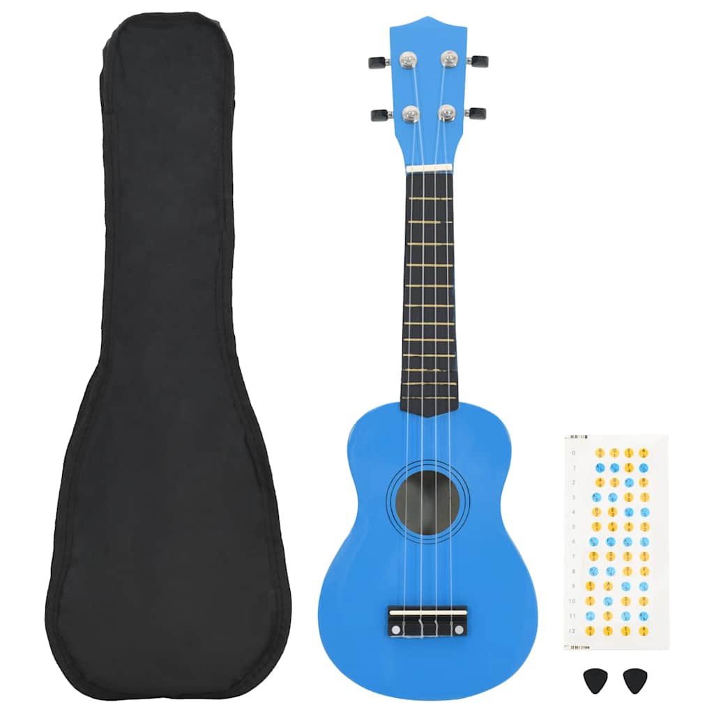 Ukuleleset met tas voor kinderen sopraan 21'' blauw is nu te koop bij PeponiXL, paradijselijk wonen!
