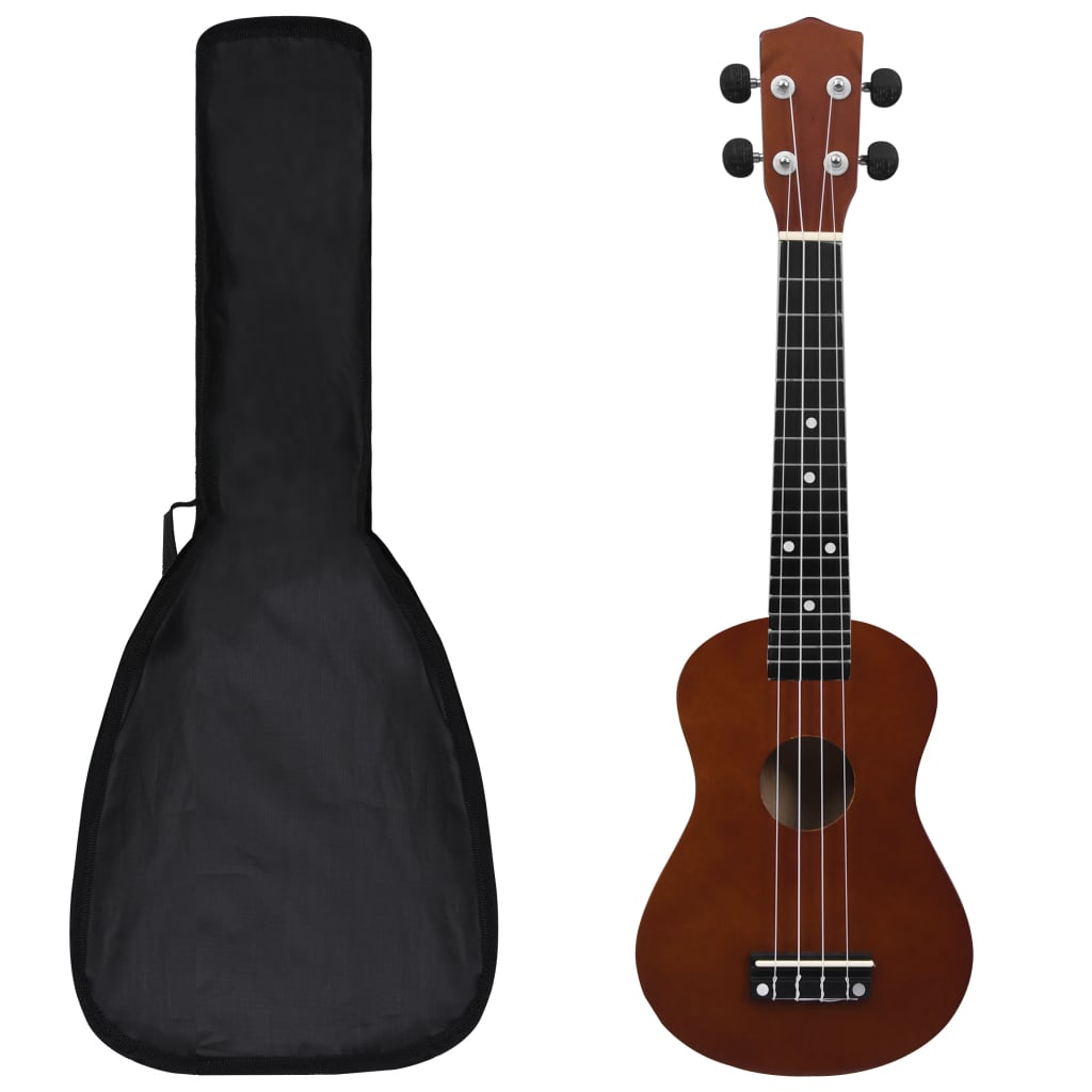 Ukuleleset met tas voor kinderen sopraan 23'' donkerhoutkleurig is nu te koop bij PeponiXL, paradijselijk wonen!