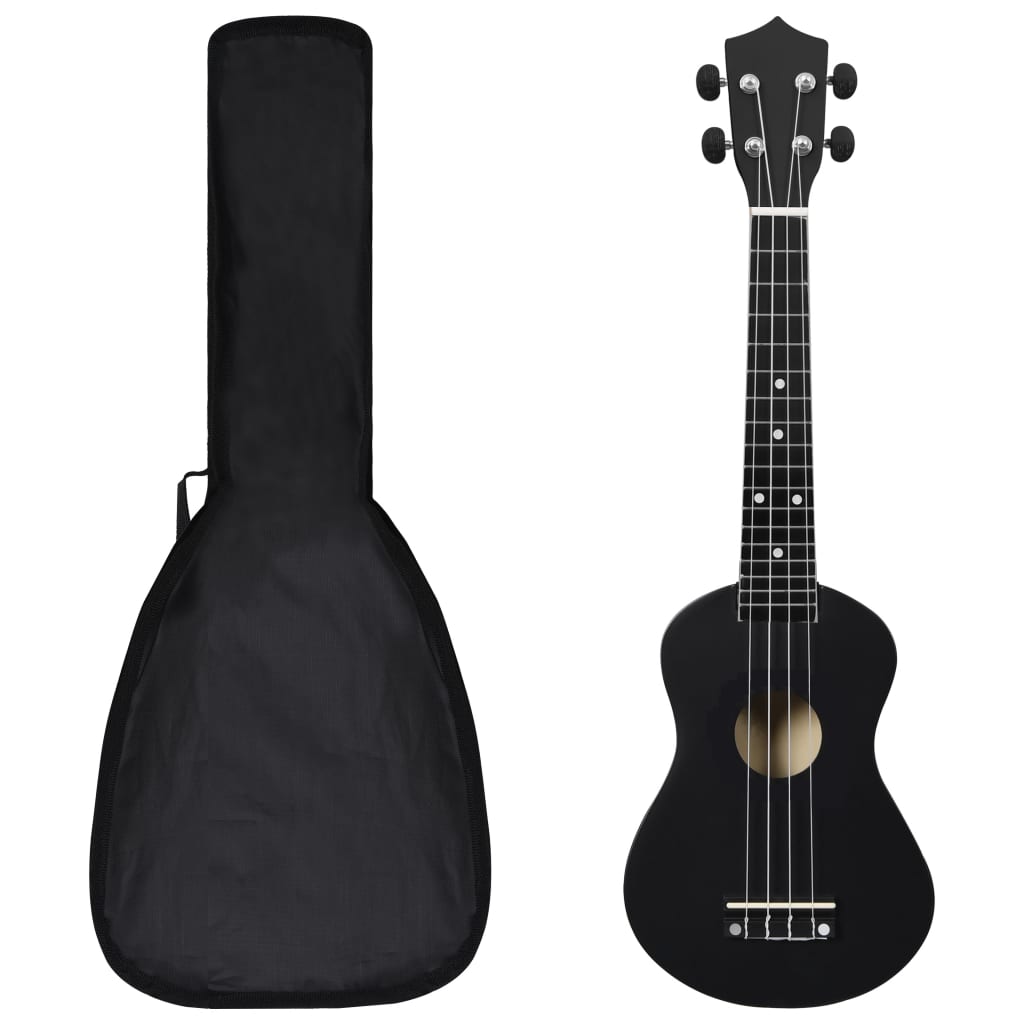 Ukuleleset met tas voor kinderen sopraan 23'' zwart is nu te koop bij PeponiXL, paradijselijk wonen!