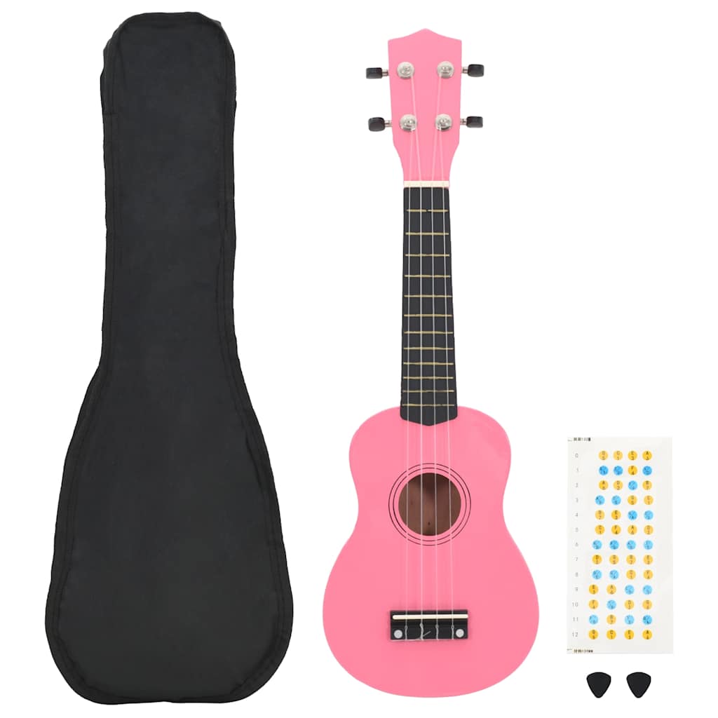 Ukuleleset met tas voor kinderen sopraan 23'' roze is nu te koop bij PeponiXL, paradijselijk wonen!